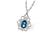 14K White Gold Blue Topaz and Diamond Necklace.