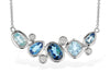 NECKLACES - 14K White Gold Blue Topaz, Sky, Swiss And Diamond Bezel Set Necklace