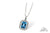 14K White Gold Emerald Cut Blue Topaz and Diamond Halo Necklace