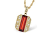 NECKLACES - 14K Yellow Gold Elongated Emerald Cut Garnet With Diamond Accent Necklace