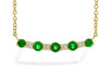 NECKLACES - 14K Yellow Gold Emerald And Diamond Curved Bar Necklace