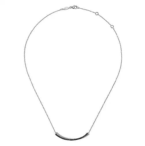 NECKLACES - Sterling Silver 17.5" Black Spinel Bujukan Bar Necklace