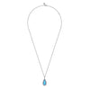 NECKLACES - Sterling Silver Faceted Pear Shape Turquoise Rock Crystal Necklace On 24" Chain
