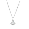 NECKLACES - Sterling Silver Fan Shape Mother Of Pearl With CZ Accent Necklace