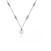 NECKLACES - Sterling Silver Pearl & Bujukan Beads Station 17.5" Necklace