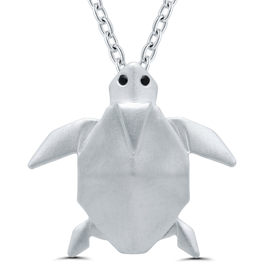 NECKLACES - Sterling Silver Sea Turtle Necklace With Diamond Eyes