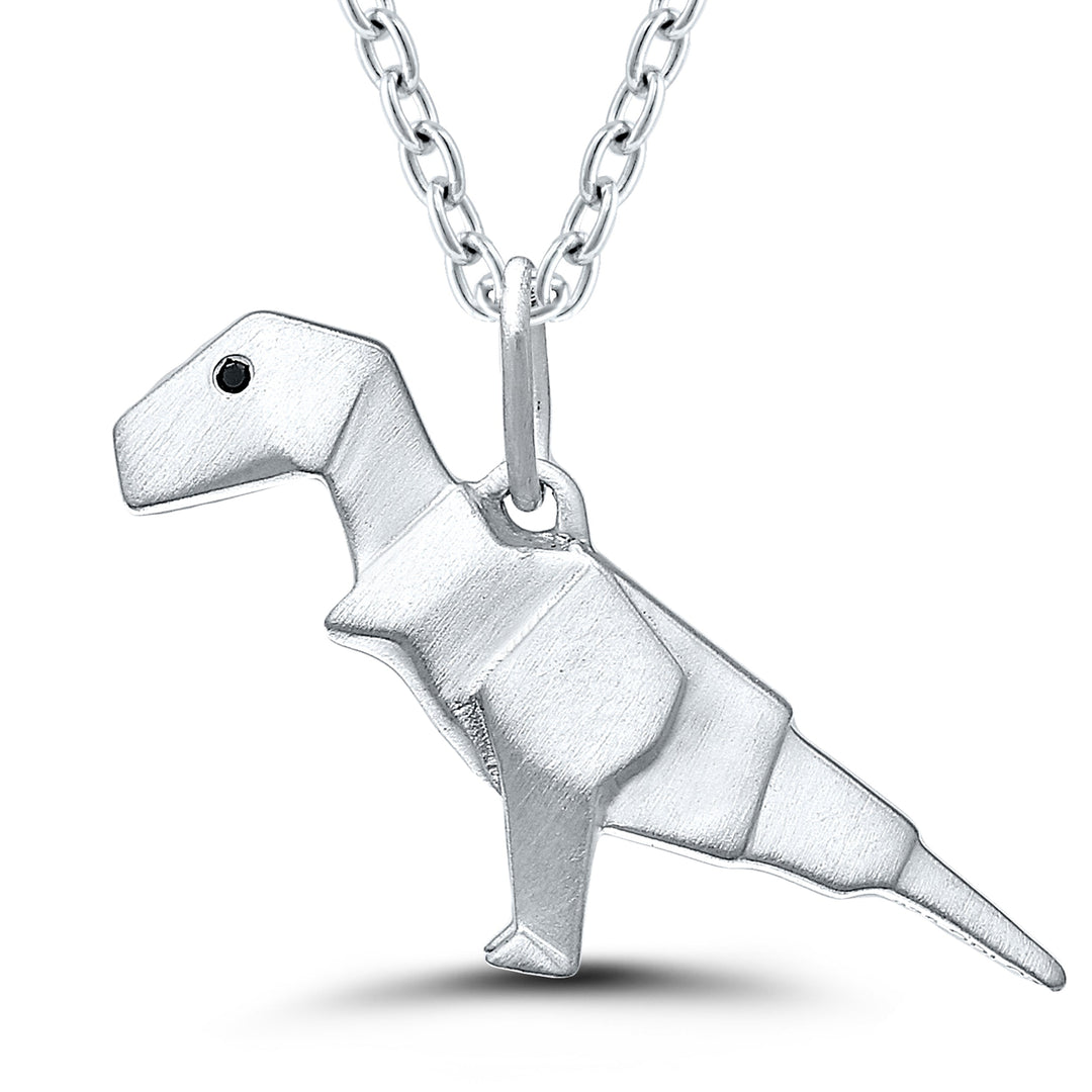 NECKLACES - Sterling Silver Tyrannosaurus Necklace With Diamond Eyes