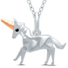 NECKLACES - Sterling Silver Unicorn Necklace With Rose Gold Horn And Diamond Eyes