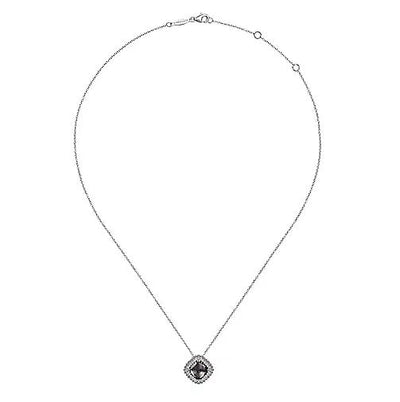 NECKLACES - Sterling Silver White Sapphire & Rock Crystal & Black MOP Slide Necklace