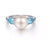 Sterling Silver Pearl & Swiss Blue Topaz Fashion Ring. Finger Size 6.5