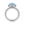 Ring - Sterling Silver Rock Crystal & Turquoise Bezel Bujukan Fashion Ring. Finger Size 6.5