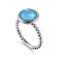 Ring - Sterling Silver Rock Crystal & Turquoise Bezel Bujukan Fashion Ring. Finger Size 6.5