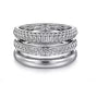 Ring - Sterling Silver White Sapphire Bujukan Multi Row Fashion Ring. Finger Size 6.5