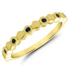 RINGS - 10K Yellow Gold 0.10cttw Black Diamond Alternating Honeycomb Style Band