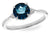 14K White Gold Round London Blue Topaz with Diamond Accent Fashion Ring
