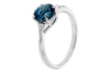 RINGS - 14K White Gold Round London Blue Topaz With Diamond Accent Fashion Ring