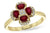 14K Yellow Gold Ruby and Diamond Floral Cluster Ring