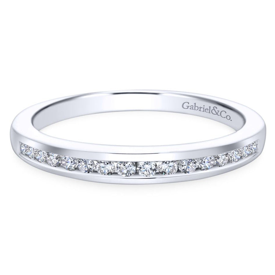 WEDDING - 14K White Gold .16cttw Channel Set Round Diamond Wedding Band