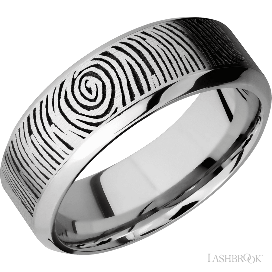 WEDDING - Cobalt Chrome Customized Fingerprint Wedding Band 8mm