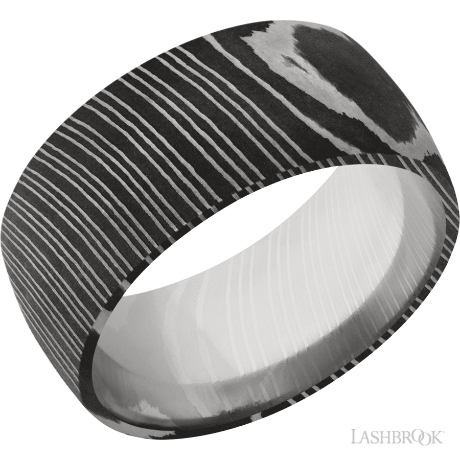 WEDDING - Damascus Steel Domed Wedding Band 10mm Wide