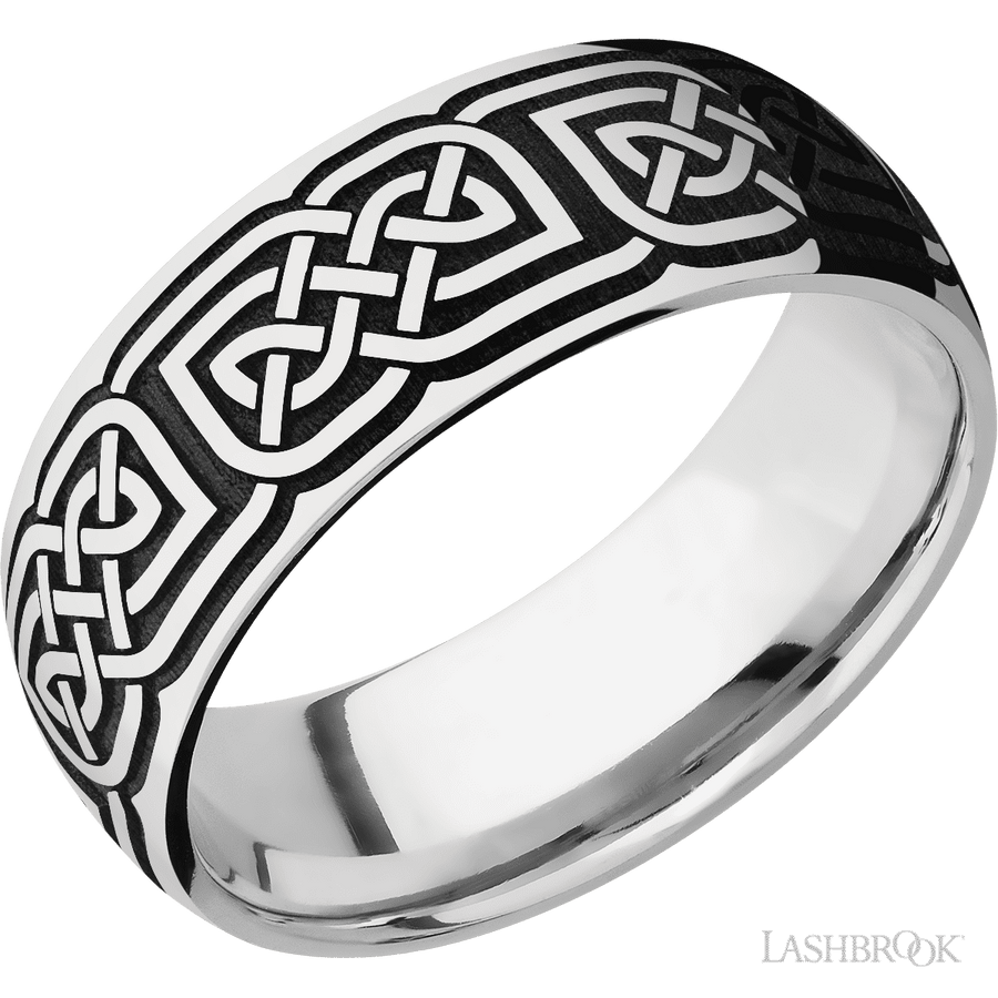 WEDDING - Laser Carved Celtic Wedding Band Cobalt Chrome 8mm Wide