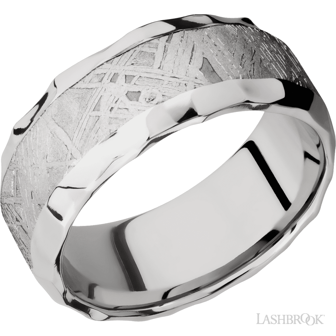 WEDDING - Meteorite Rock Polish Edges Wedding Band Cobalt Chrome 9mm