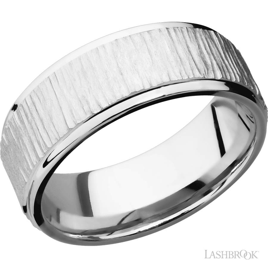 WEDDING - Treebark Finish Cobalt Chrome Wedding Band 8mm Wide