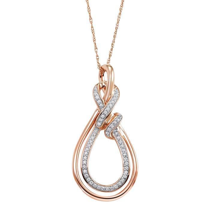 14K Rose Gold Love's Crossing Diamond Necklace