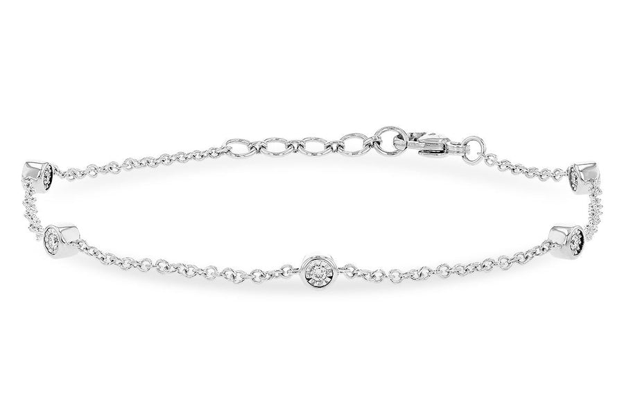 BRACELETS - 14K White Gold 7 Inch Bezel Set Diamond Bracelet