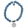 BRACELETS - Blue Agate Stone Bracelet With Anchor Sterling Silver Charm