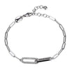 BRACELETS - Sterling Silver 6.75" Bracelet Made With Paperclip Chain & 2 CZ Links