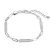 BRACELETS - Sterling Silver 6.75" Bracelet Made With Paperclip Chain & 3 CZ Bar Stations