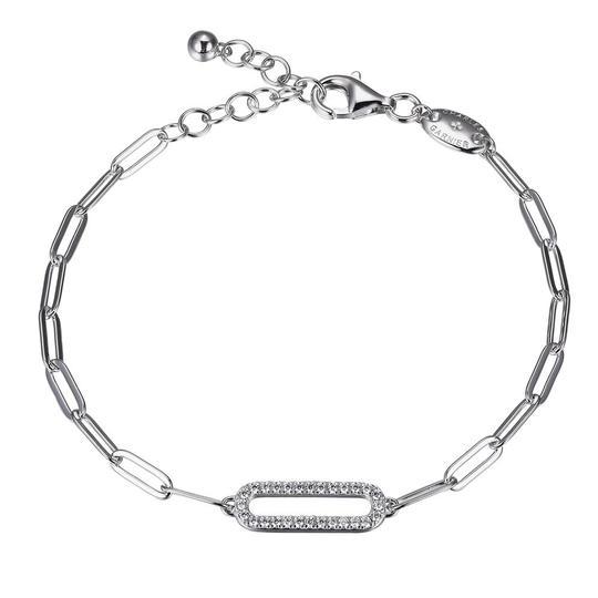 BRACELETS - Sterling Silver 6.75" Bracelet Made With Paperclip Chain & CZ Link In Center