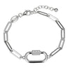 BRACELETS - Sterling Silver 6.75" Bracelet Made With Paperclip Chain & CZ Motif