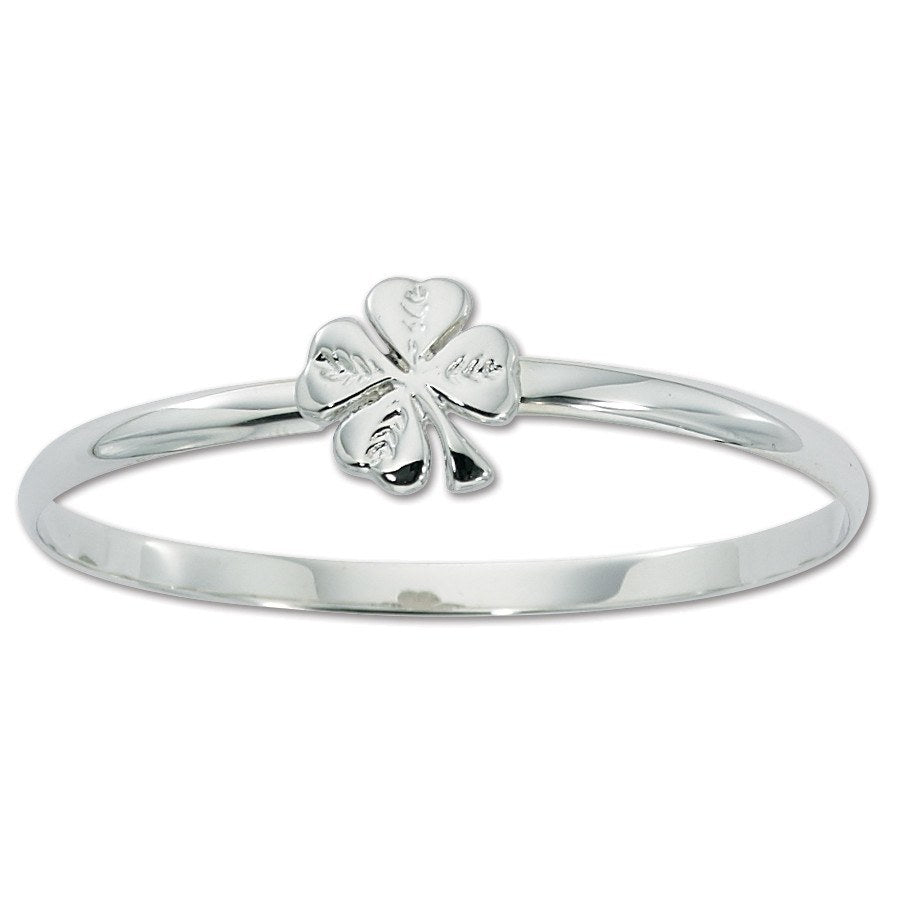 BRACELETS - Sterling Silver Four Leaf Clover Bangle Bracelet