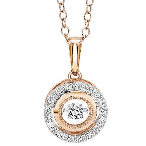 DESIGNERS - 14K Rose And White Gold Round Diamond Halo Rhythm Of Love Necklace