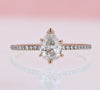 DIAMOND ENGAGEMENT RINGS - 14K Rose Gold .94cttw With .79ct H/I1 Center Pear Shaped Pave Diamond Engagement Ring