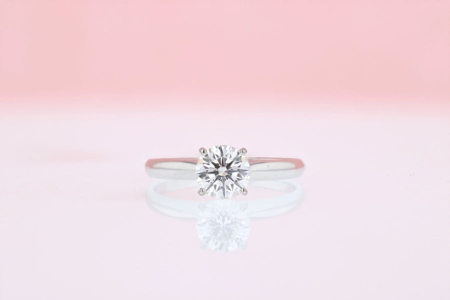 DIAMOND ENGAGEMENT RINGS - 14K White Gold 1.00ct LAB GROWN Round Brilliant Solitaire Diamond Engagement Ring