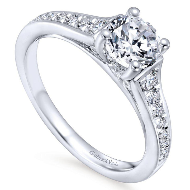 DIAMOND ENGAGEMENT RINGS - 14K White Gold 1.02cttw Clean Tapered Round Diamond Engagement Ring