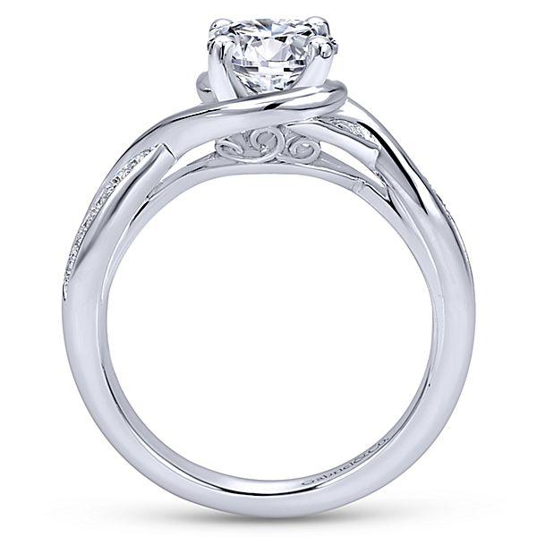 DIAMOND ENGAGEMENT RINGS - 14K White Gold 1.10cttw Wrapped Crossover Diamond Engagement Ring