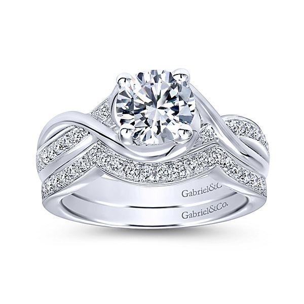 DIAMOND ENGAGEMENT RINGS - 14K White Gold 1.10cttw Wrapped Crossover Diamond Engagement Ring