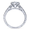 DIAMOND ENGAGEMENT RINGS - 14K White Gold 1.22cttw Pointed Vintage Shank Round Diamond Engagement Ring