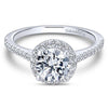 DIAMOND ENGAGEMENT RINGS - 14K White Gold 1.29cttw Classic Pave Halo Round Diamond Engagement Ring