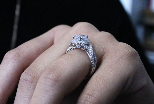 DIAMOND ENGAGEMENT RINGS - 14K White Gold 1.68cttw Oval Double Halo Diamond Engagement Ring With Crossover Shank