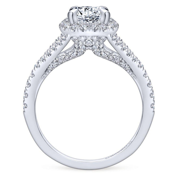 DIAMOND ENGAGEMENT RINGS - 14K White Gold 1.69cttw Round Halo Split Shank Round Diamond Engagement Ring