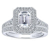 DIAMOND ENGAGEMENT RINGS - 14K White Gold 1.71cttw Vintage Inspired Double Halo Emerald Cut Diamond Engagement Ring