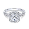 DIAMOND ENGAGEMENT RINGS - 14K White Gold 1.75cttw Cushion Cut Halo Diamond Engagement Ring