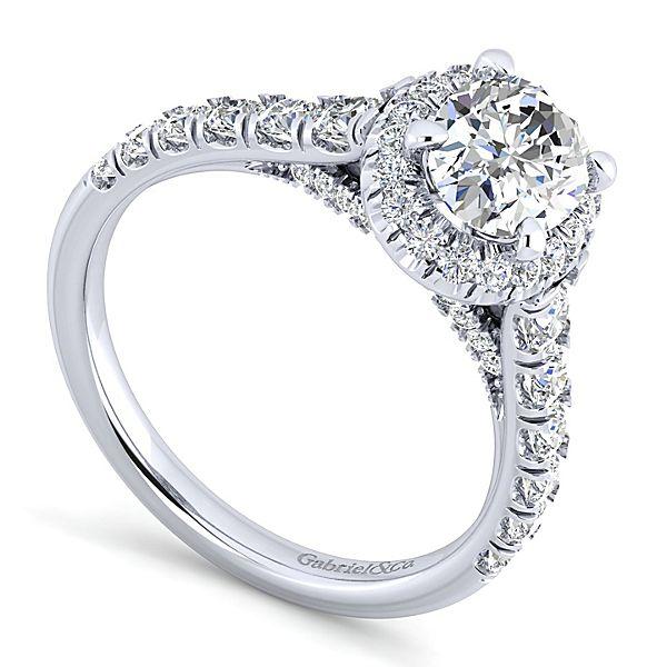 DIAMOND ENGAGEMENT RINGS - 14K White Gold 1.80cttw Oval Halo Diamond Engagement Ring With Tapered Diamond Sides