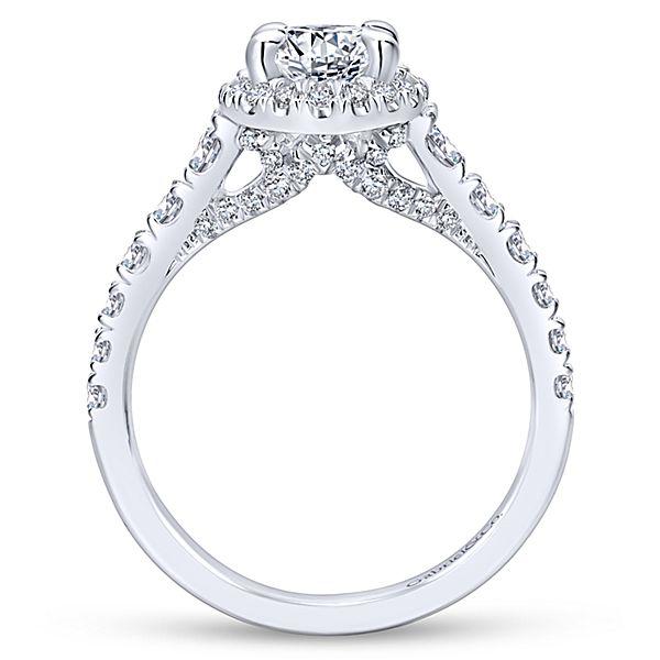 DIAMOND ENGAGEMENT RINGS - 14K White Gold 1.80cttw Oval Halo Diamond Engagement Ring With Tapered Diamond Sides