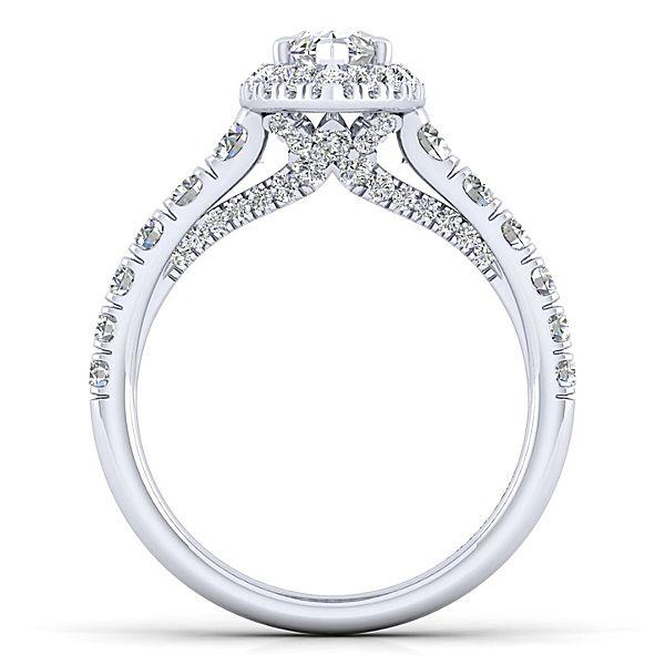 DIAMOND ENGAGEMENT RINGS - 14K White Gold 1.96cttw Marquise Shaped Halo Diamond Engagement Ring